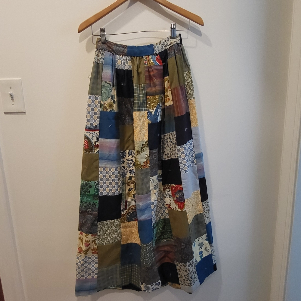 Vintage handmade patchwork maxi skirt